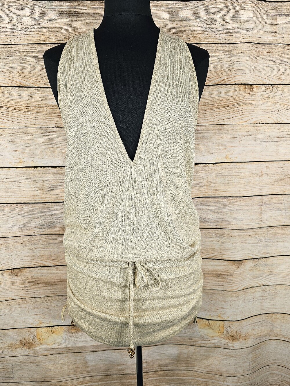 Luli Fama NWT Gold Sparkle Swim Cover Up Size Medium